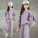 新生活 子供服 セットアップ 長袖 ジャージ パープル イエロー パーカー 2点セット キッズ 女子 上下セット 春秋 パーカーロングパンツ 登山着 スポーツウ...