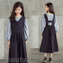 新生活 子供服 セットアップ 女の子 入学スーツ キッズ 長袖 ブラウス サロペット 2点セット 子供 入園式 卒業式 ワンピース サスペンダースカート 発表会...