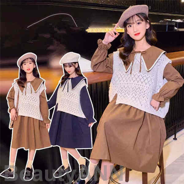 新生活 ワンピース 子供服 長袖 2点セット キッズワンピース キッズ 女子 ニットベスト 長袖 春秋 ワンピース スポーツウェア 可愛い シャツ スカート オ...