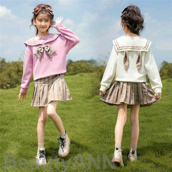 新生活 セットアップ 子供服 長袖 女の子 2点セット キッズ服 学校 トップス+プリーツスカート キッズファション 春秋着 上下セット プリーツスカート パー...