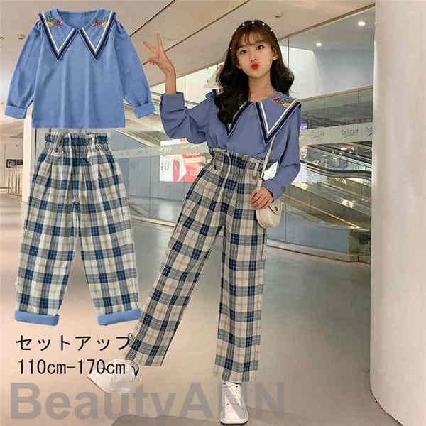 新生活 セットアップ 子供服 長袖 女の子 2点セット 刺繍 キッズ服 学校 トップス+ズボン キッズファション ジャージ 春秋着 上下セット パンツ パーカー...