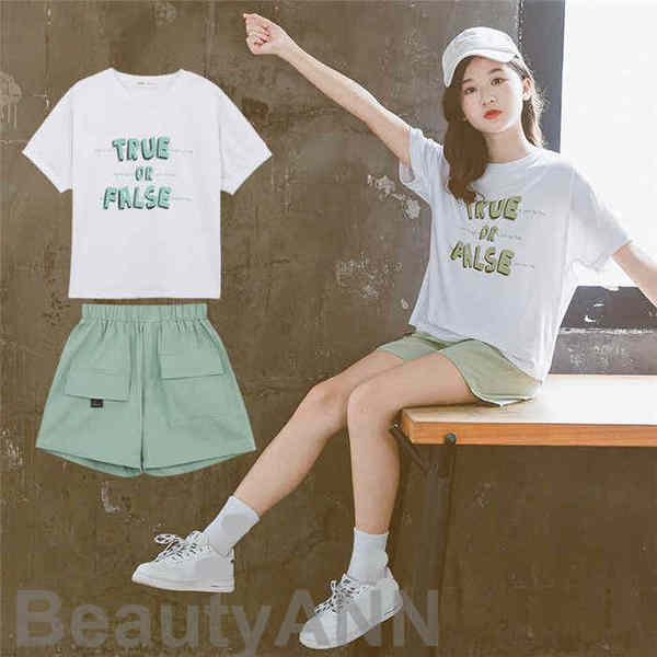 新生活 子供服 セットアップ キッズ 女の子 2点セット 半袖 シャツ+3分ズボン カジュアル パンツセット 春夏着 上下セット デニムパンツ 可愛い おしゃれ...