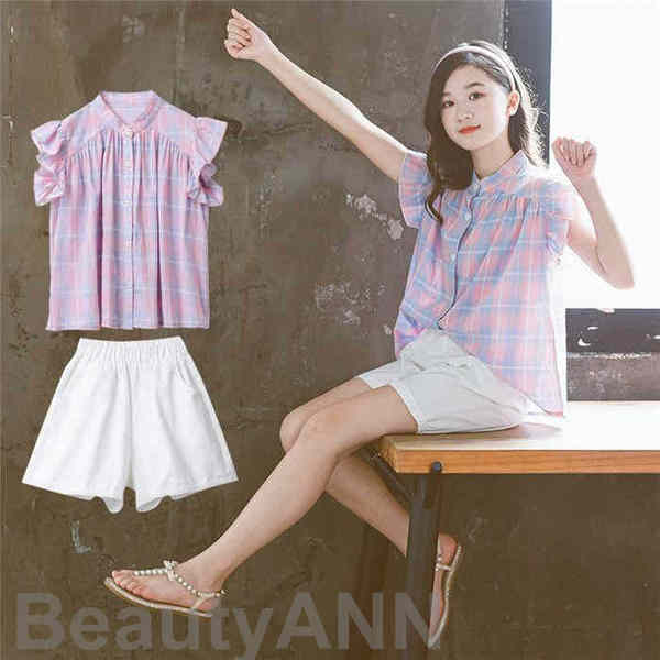 新生活 子供服 セットアップ キッズ 女の子 2点セット 半袖 シャツ+3分ズボン カジュアル パンツセット 春夏着 上下セット デニムパンツ 可愛い おしゃれ...