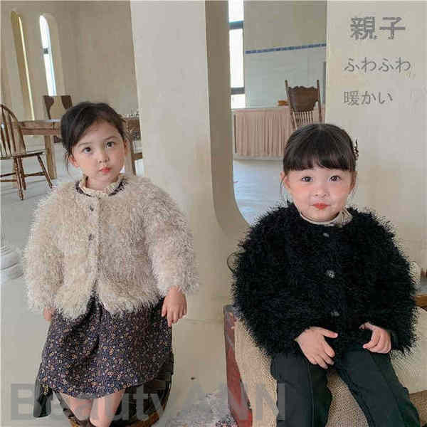 新生活 ジャケット 毛皮コート 親子 子供服 ファーコート もこもこ キッズ 子ども 女の子 ベビー服 ふわふわ 厚手 暖かい 防寒 アウター ジャケット ボタ...