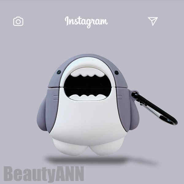 新生活 AirPods第1、2、3世代 AirPodsPro第1、2世代専用 イヤホンケースのカバー シリコン 保護カバー サメ 耐久性 耐衝撃 ワイヤレス お...