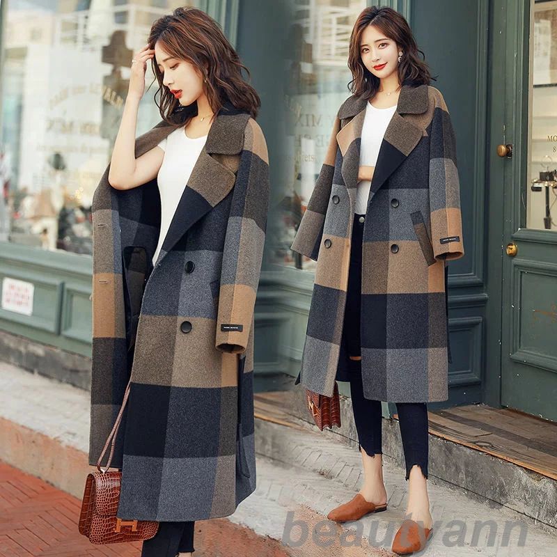 グレンチェックコート レディース 冬 ロング丈 ロングコート チェスターコート 大きいサイズ チェック ゆったり アウター 通勤 秋冬 冬新作 韓国上品通勤 入...