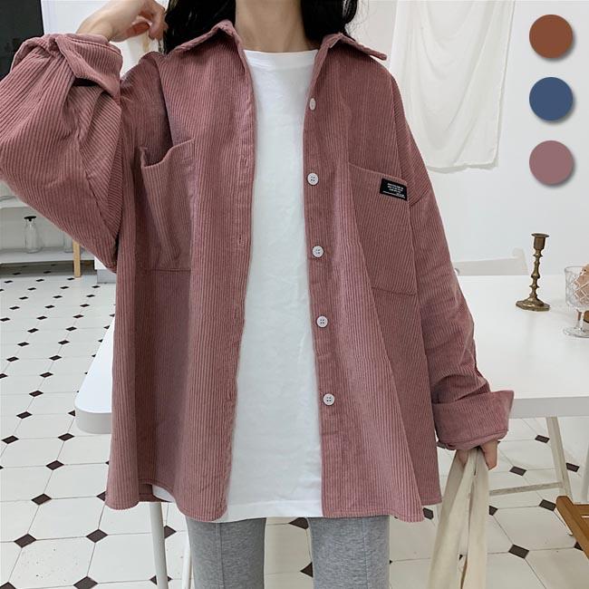 シャツジャケット レディース コーデュロイシャツ ゆったり ジャケット 長袖シャツ 春秋 アウター シャツ レトロ カジュアルシャツ スクール風 プレゼント(4)