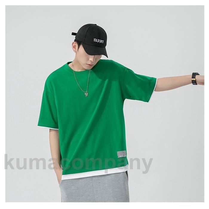 Tシャツ メンズ 半袖 ティーシャツ 重ね着Tシャツアメカジ スポーツ 薄手 無地 夏 夏服 tシャツ ファッション カジュアル 父の日