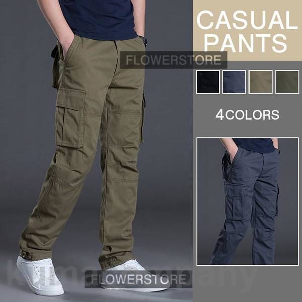 カーゴパンツ メンズ 作業着 春秋 やや薄手 ワークパンツ ミリタリー ロング丈 ストレート カラーパンツ カーゴ スリム カジュアルパンツ カジュアルパンツ
