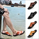 THOM WILLS サンダル メンズ スリッポン レザー おしゃれ サンダル ローマグラディエーター ビーチサンダル 夏 リアルレザーサンダル 春夏 2way...