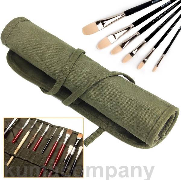 画筆 ケース 筆巻き キャンバス ロール ペン ケース 道具入れ ペイントブラシバッグ 22スロット 画筆ホルダー 油絵筆 水彩筆用 筆入れ 筆収納 巻き ペン...