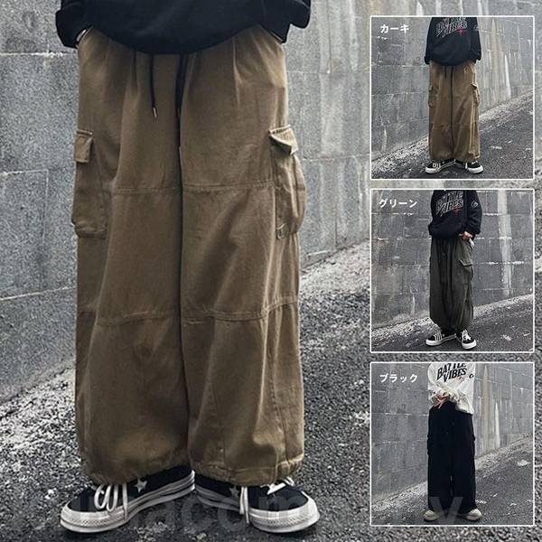 カーゴパンツ メンズ ボトムス ズボン ミリタリー ロング ゆったり 作業服 カジュアル おしゃれ ワークパンツ アウトドア ワイト