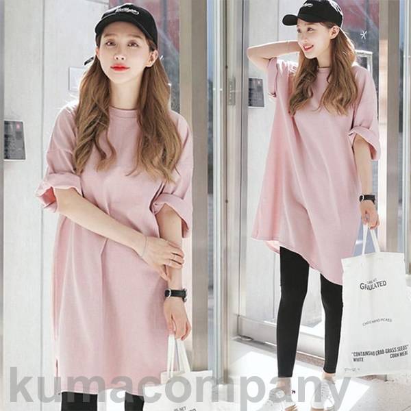 tシャツワンピース ロングTシャツ ワンピース レディース ロングT 膝丈 半袖 体型カバー チュニック ルームウェア 着痩せ 夏 通販 ゆったり