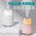 加湿器 卓上加湿器 乾燥防止 猫柄 UsB充電式 省エネ 可愛い LED ライト 静音 家庭用 超音波式 暖房 大容量 空焚き防止 小型 軽量