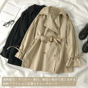 トレンチコート レディース コート スプリングコート レトロ アウター ゆったり ベルト付き お洒落 通勤 通学 旅行 出張 デート プレゼント(4)