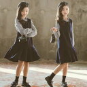 子供服 ワンピース 学院風 女の子 春秋 新作 カジュアル 長袖 リボン 蝶結び 普段着 通園 通学 韓国子供服 キッズ ワンピース プリーツスカート 膝上丈 ...