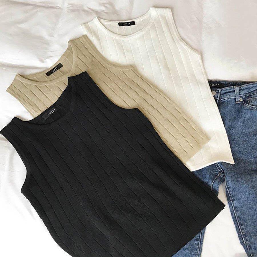 リブニット タンクトップ ニット トップス レディース 春 サマーニット 無地 バレンタイン プレゼント