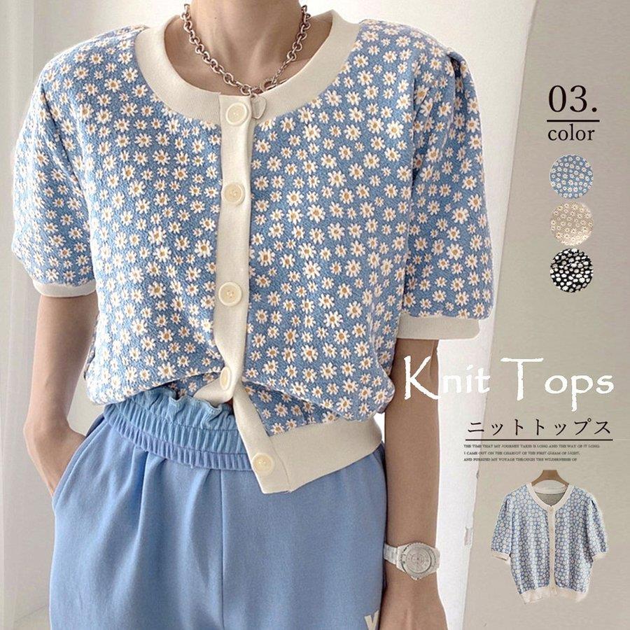 ニットトップス レディース 花柄韓国風 バレンタイン プレゼント