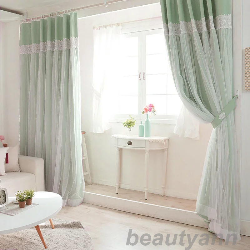 カーテン 幅100cm*丈60-255cm 1枚のみ 遮光 90% 一体型 洗濯機可能 UVカット おしゃれ 姫系 ドレープカーテン 生地 レース 一体 厚地 ...