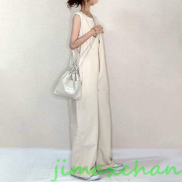 新生活 サロペットパンツ40代 30代 オールインワンサロペット レディース 夏vネック 着痩せ 気質 おしゃれ カジュアル 肩紐長さ調整