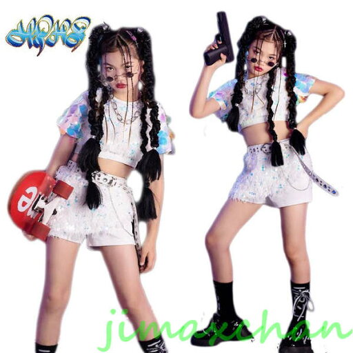 新生活 キッズ ダンス衣装 ヒップホップ へそ出し セットアップ スパンコール 半袖 キラキラ チアダンス チアガール 女の子 HIPHOP ジャズダンス 新生活 キッズ ダンス衣装 ヒップホップ へそ出し セットアップ スパンコール 半袖 キラキラ チアダンス チアガール 女の子 HIPHOP ジャズダンス