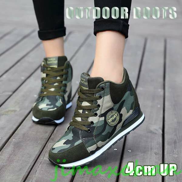 新生活 厚底 スニーカー レディース 迷彩 厚底 スエード 疲れにくい 履きやすい モカシン ドライビングシューズ フラットシューズ 4CM 厚底靴
