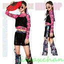 新生活 キッズ ダンス 衣装 セットアップ 女の子 へそ出し トップス 長袖 ベスト スパーコール キラキラ ヒップホップ カーゴパンツ 花柄パンツ ガールズ