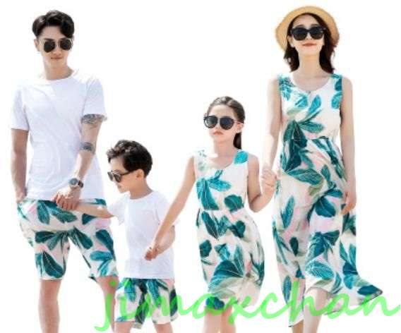 新生活 サマー 親子ペア 親子お揃い Tシャツ パンツ ワンピース サンドレス ガウチョパンツ カップル 中袖 Tシャツ ユニセックス