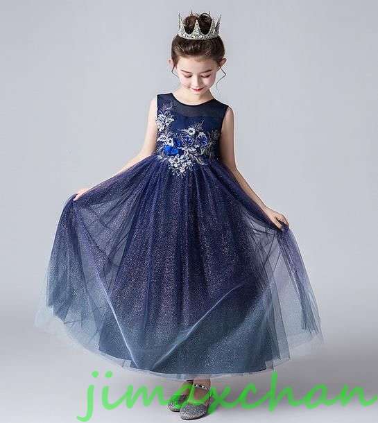 新生活 サマー 子供服 女の子ワンピース ドレス カラードレス フラワーガール 丸首 花編 演出 お嫁さん