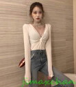 新生活 サマー 胸開き Tシャツ 長袖 タートルネック セーター レディースファッション タートル 胸開きタート セクシー Vネック ベアトップ ベアトップ 韓...