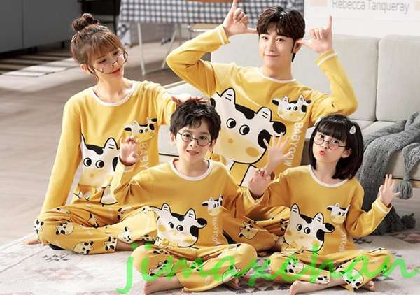 新生活 サマー 長袖 親子お揃い カップル ユニセックス 家族 パジャマ お 揃い ルーム ウェア おそろい親子服 プレゼント ペア 長袖