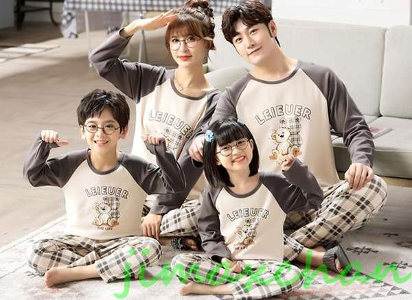 新生活 サマー 長袖 親子お揃い カップル ユニセックス 家族 パジャマ お 揃い ルーム ウェア おそろい親子服 プレゼント ペア 長袖