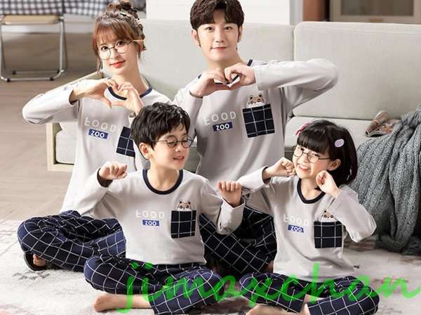 新生活 サマー 長袖 親子お揃い カップル ユニセックス 家族 パジャマ お 揃い ルーム ウェア おそろい親子服 プレゼント ペア 長袖