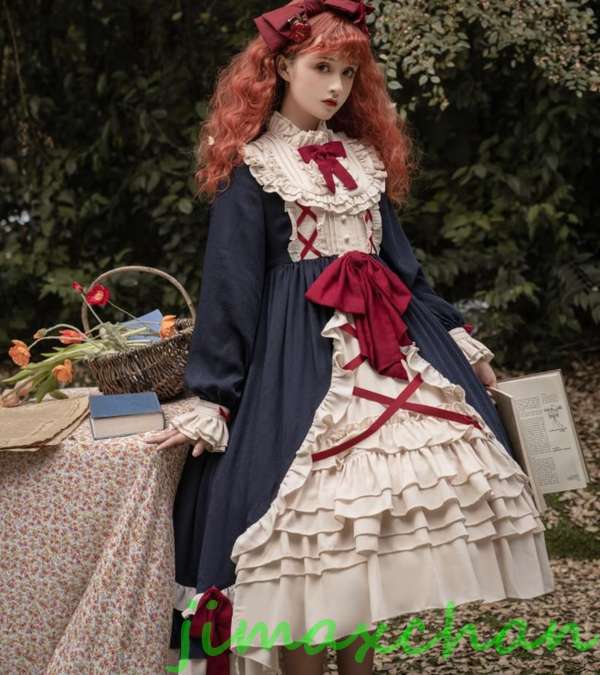 新生活 サマー 夏/Lolita系 紺色/ワンピース jsk /ロリータ トップス 萌え レディース ゴスロリ ロリータファッション 変装 トップス 吊りスカート ワ