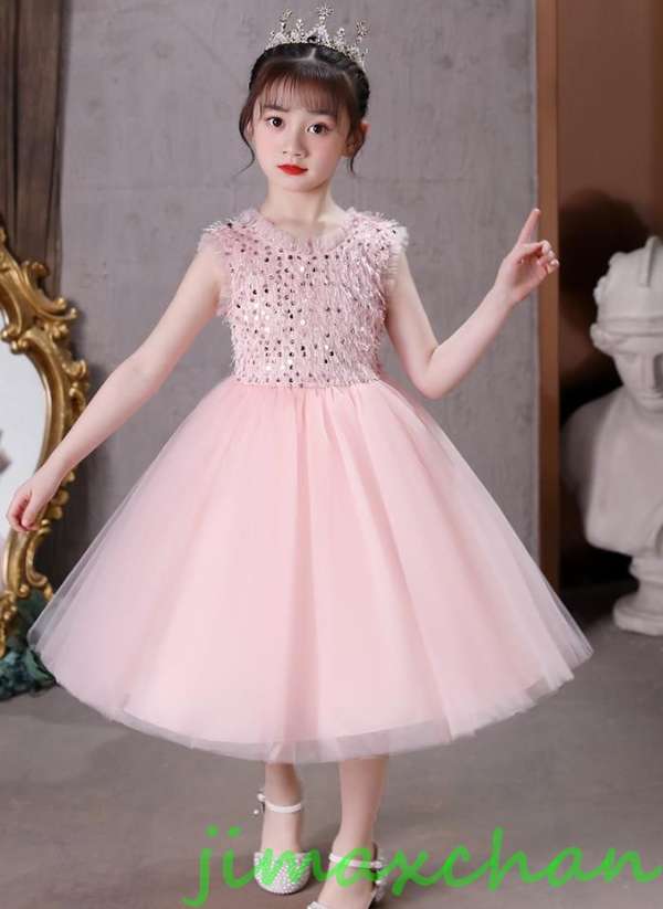 新生活 サマー 子供服 ジュニア 女の子 ギャザー ふわふわ ワンピース ドレス カラードレス フラワーガール 丸首演出 お嫁さん/ピアノ 発表会?結婚式?七五...