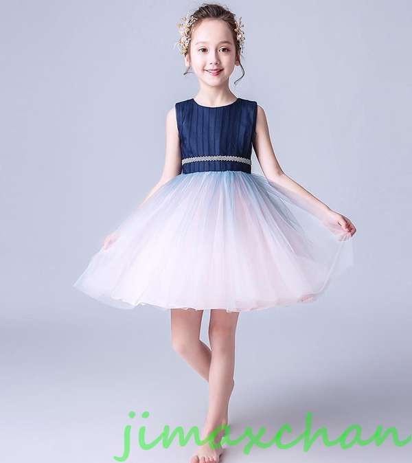 新生活 サマー 星空柄/子供服 女の子ワンピース ドレス カラードレス フラワーガール 丸首 花編 演出 お嫁さん/ピアノ 発表会?結婚式?七五三 出産祝い 記...