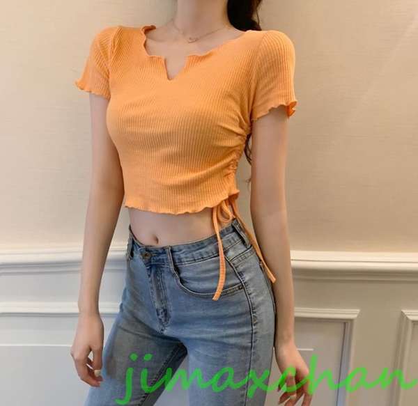 新生活 サマー 胸開き Tシャツ 半袖 Vネック セーター レディースファッション タートル 胸開きタート セクシー Vネック ベアトップ禁シャツ