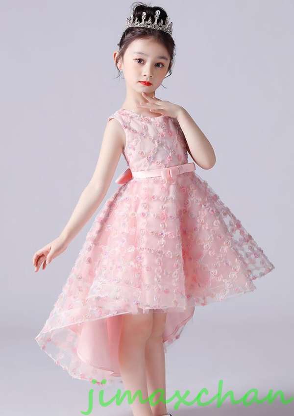 新生活 サマー /110-160cm 子供服 女の子ワンピース ドレス カラードレス フラワーガール 丸首 花編 演出 お嫁さん/ピアノ 発表会?結婚式?七五三