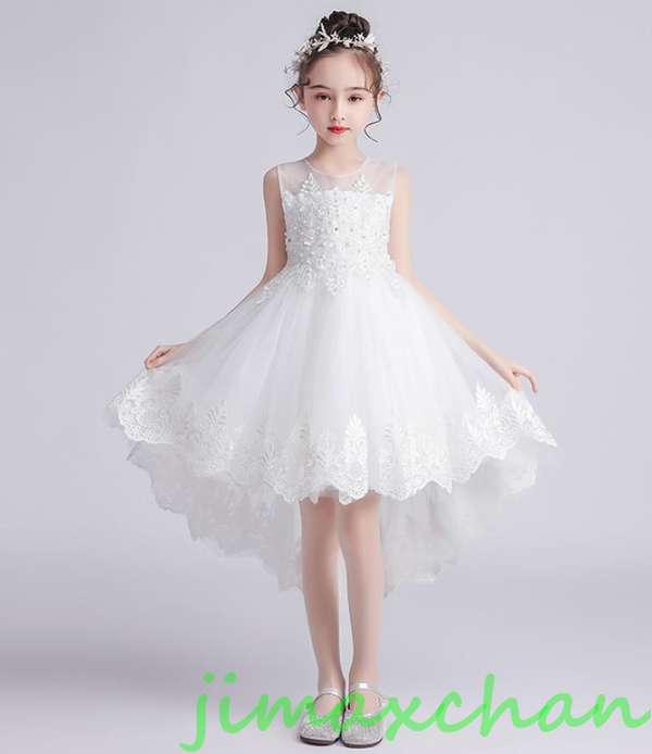 新生活 サマー /110-160cm 子供服 女の子ワンピース ドレス カラードレス フラワーガール 丸首 花編 演出 お嫁さん/ピアノ 発表会?結婚式?七五三