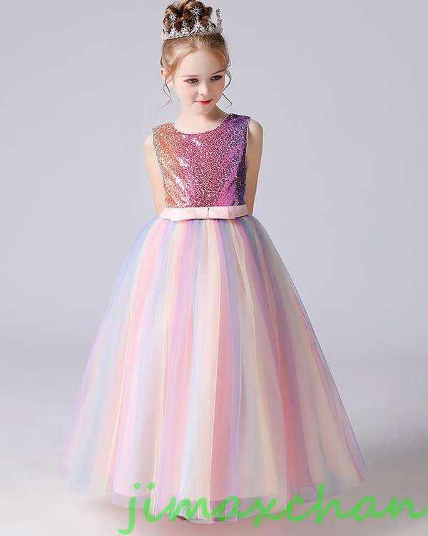 新生活 サマー /120-170cm 子供服 女の子ワンピース ドレス カラードレス フラワーガール 丸首 花編 演出 お嫁さん/ピアノ 発表会?結婚式?七五三