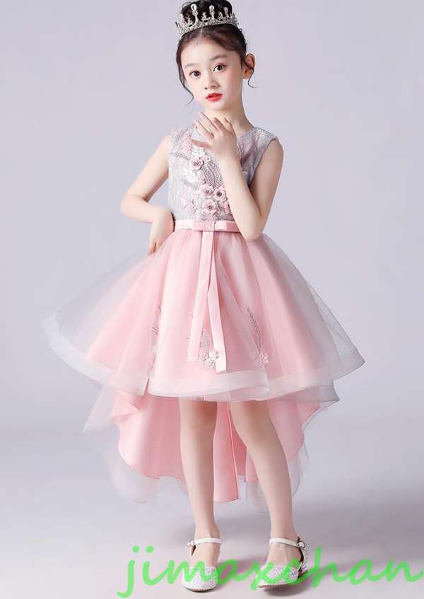 新生活 サマー /110-160cm 子供服 女の子ワンピース ドレス カラードレス フラワーガール 丸首 花編 演出 お嫁さん/ピアノ 発表会?結婚式?七五三