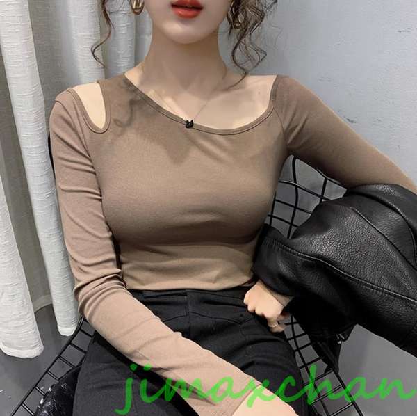 新生活 サマー S/M/L/XL/XXL/Tシャツ 長袖 タートルネック セーター レディースファッション タートル 胸開きタート セクシー ベアトップ Vネッ...