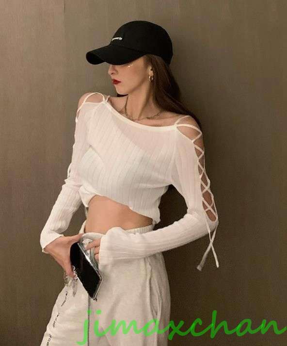 新生活 サマー Tシャツ 長袖 タートルネック セーター レディースファッション タートル 胸開きタート セクシー ベアトップ オフショルダー