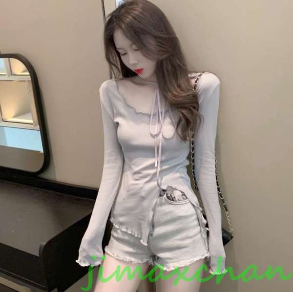 新生活 サマー Tシャツ 長袖 タートルネック セーター レディースファッション タートル 胸開きタート セクシー ベアトップ オフショルダー