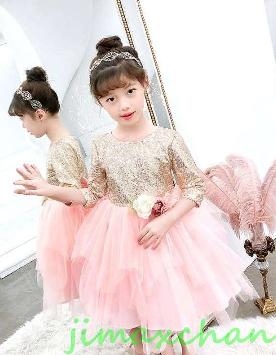 新生活 サマー 2color 110-160cm 子供服 女の子ワンピース ドレス カラードレス フラワーガール 丸首 花編 演出 お嫁さん/ピアノ 発表会?結...