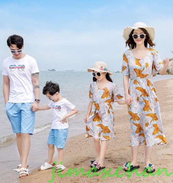 新生活 サマー 親子ペア 親子お揃い Tシャツ パンツ ワンピース サンドレス ガウチョパンツ カップル 中袖 Tシャツ ユニセックス おそろい親子服 プレゼン...