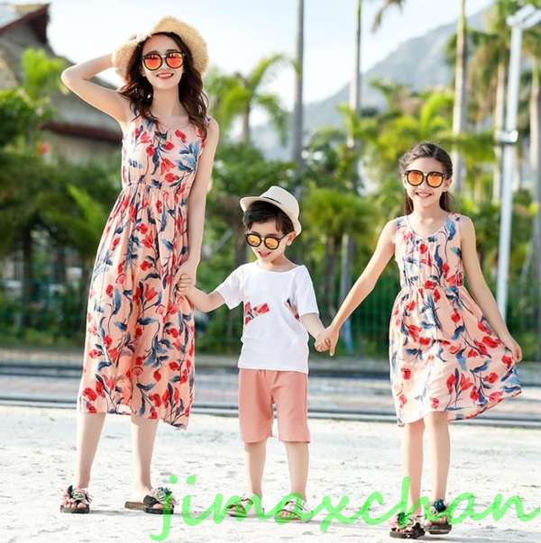 新生活 サマー 親子ペア 親子お揃い Tシャツ パンツ ワンピース サンドレス ガウチョパンツ カップル 中袖 Tシャツ ユニセックス おそろい親子服 プレゼン...