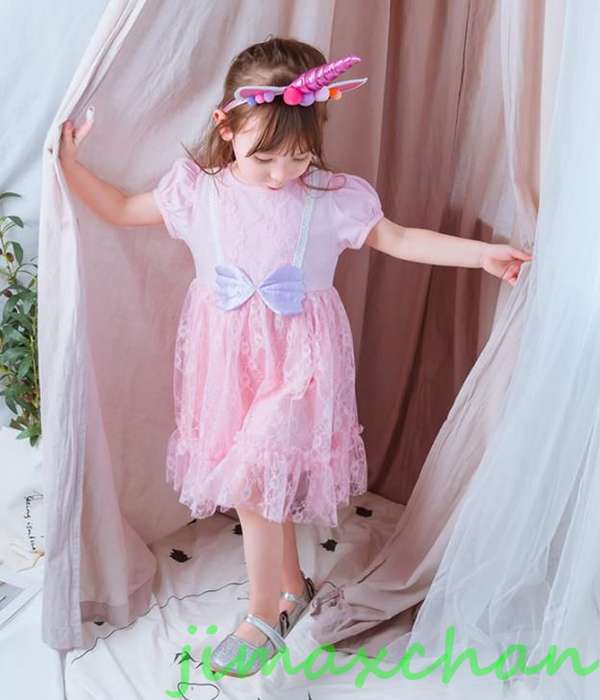 新生活 サマー キッズ 子供服 女の子 ワンピース ドレス カラードレス フラワーガール 丸首 花編 演出 お嫁さん/ピアノ 発表会?結婚式?七五三 記念日 撮...