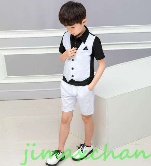 新生活 サマー 90-150cm 2点セット ベストスーツ 男の子 入学?入園スーツ スーツ フォーマル 卒業式 子供スーツ カジュアル 子供服 フォーマル