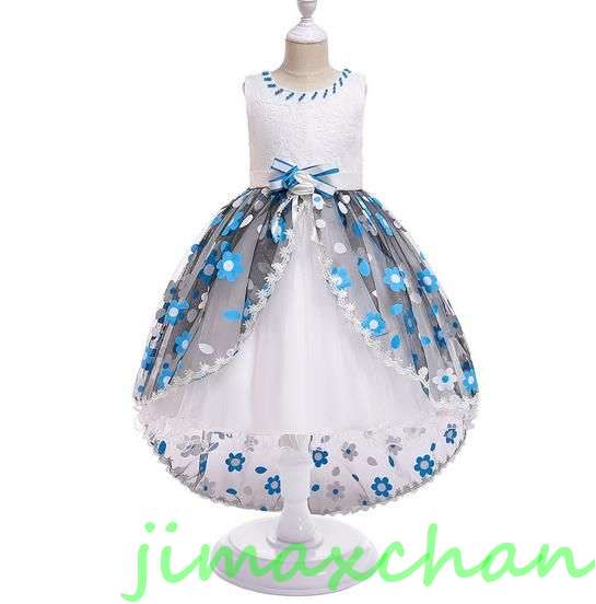 新生活 サマー 3color 110/120/130/140/150cm 子供服 女の子ワンピース ドレス カラードレス フラワーガール 丸首 花編 演出 お嫁...